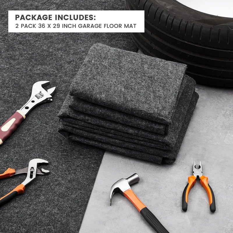 Datanly 2 Pcs Garage Floor Mat 29 x 36 Inch Oil Spill Mat Oil Absorbent Pads Reusable, Washable, Waterproof Backing Contains Liquids, Protects Garage Floor or Driveway Surface, Black - Image 3